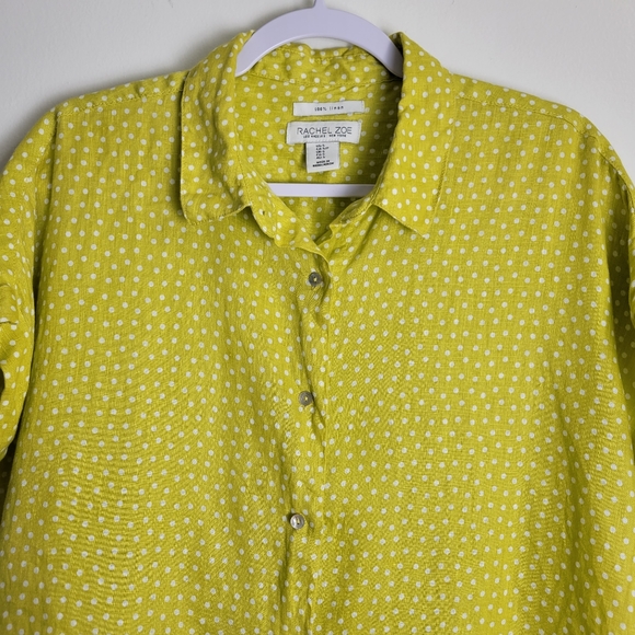 RACHEL ZOE Linen Micro Polka-dot Dolman Sleeve Slouchy Blouse S - Picture 3 of 8